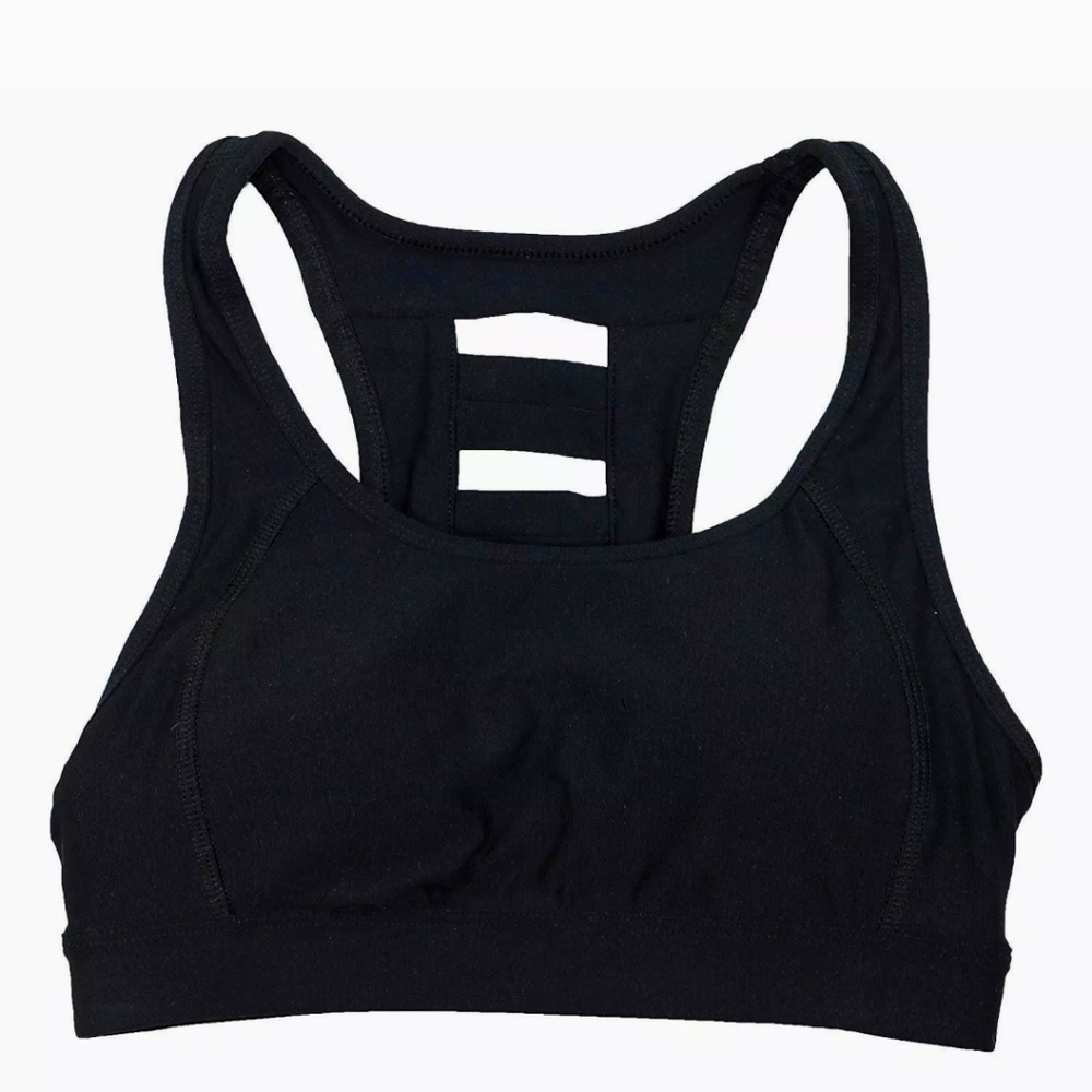 Ideology Small Black Ladder Mid Impact Sports Bra